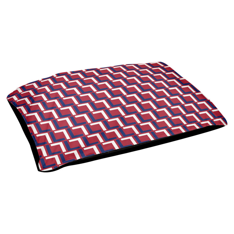 Coussin pour chien Brossard, Petit (l 28 po x P 18 po x H 4 po), Rouge / bleu foncé / blanc