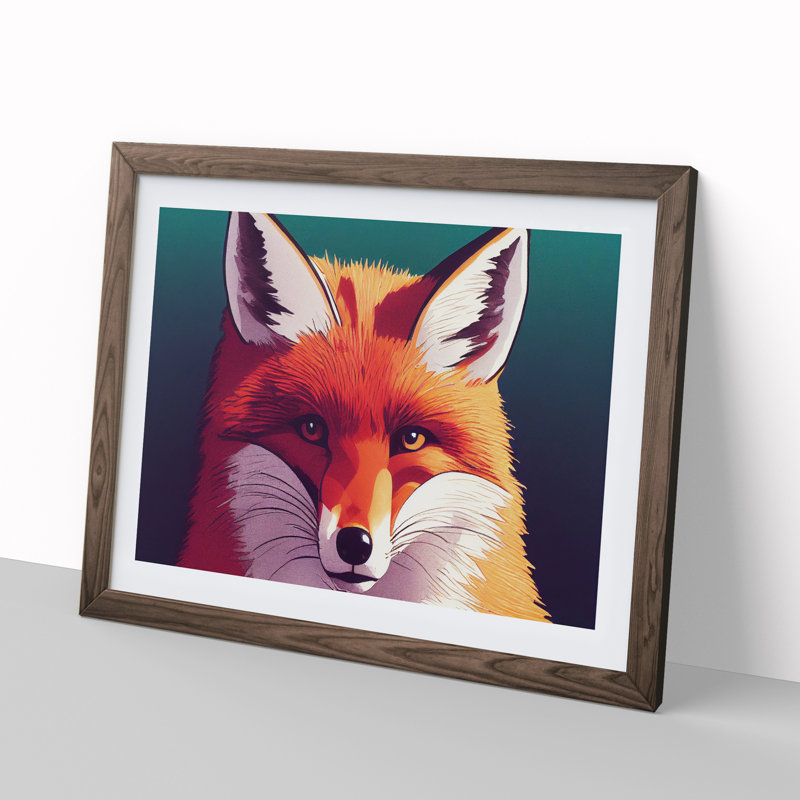 A Lush Fox - Framed Print, 25cm H x 34cm W x 2cm D, Walnut