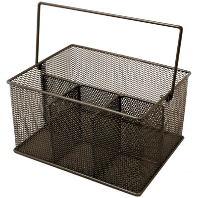 Sorbus Mesh Multi-Purpose Flatware Caddy with Handle in Brown