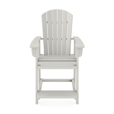 Dark Gray Garden Counter Chair - Lumber Build For Durability Curved Seat And Back Ease Expanded Foot Rest Stainless Steel Hardware St. Stylish Outdoor Dining Weather Comfort