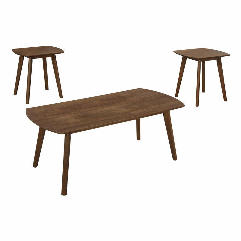 Ensemble de 3 tables basses contemporaines en bois avec deux tables de bout pour une optimisation de l'espace de salon et un style moderne cohésif.