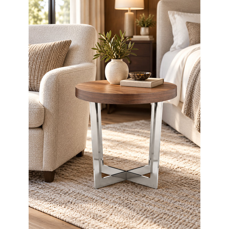 Table de bout Jackson Cross Legs, Noisette