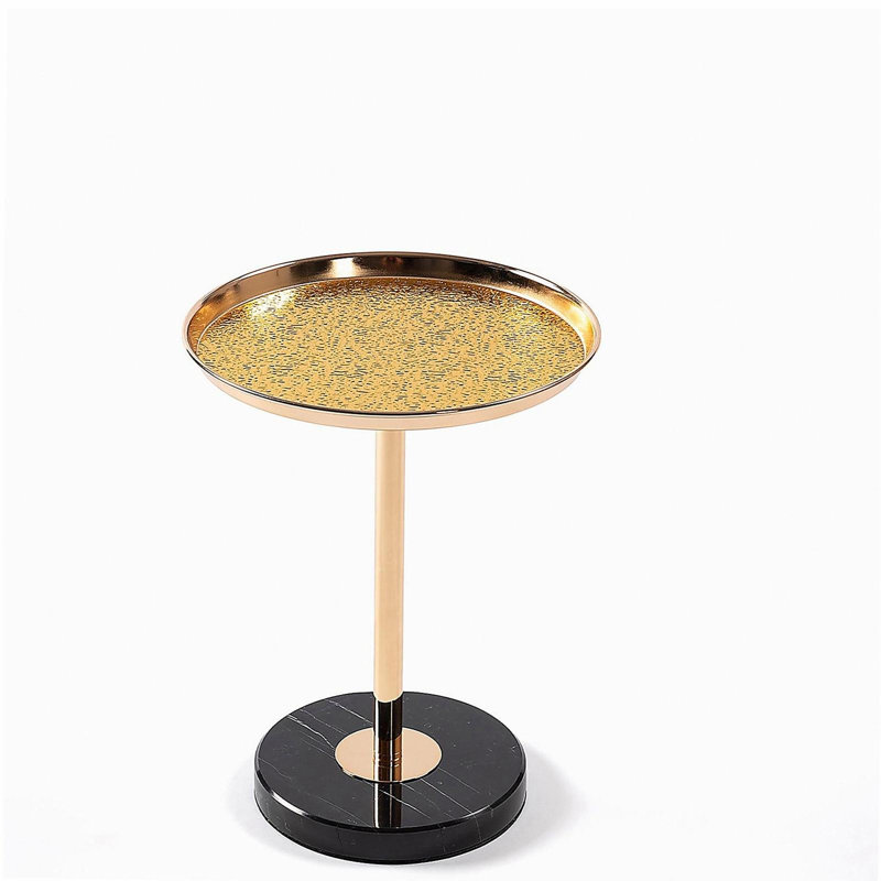 2P, table d'appoint réglable, petite table à thé Martini, table de bout décorative en marbre naturel et doré pour présentation et rangement