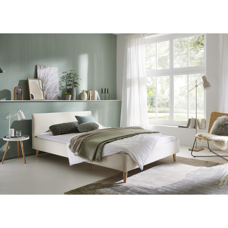 Demitrius Upholstered Bed, Beige, European Double (140 x 200cm)