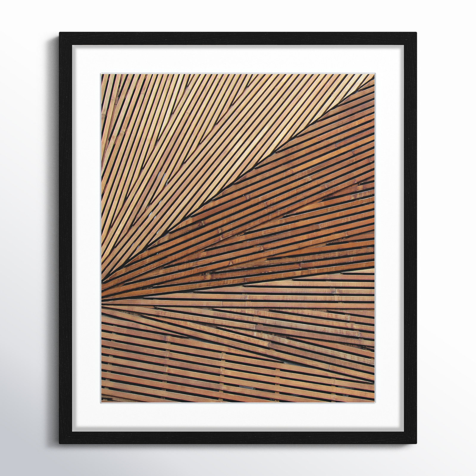 Fayette "Geometric Wood Panel 1" Print, 15" H x 13" W x 0.75" D, White Wood Grain