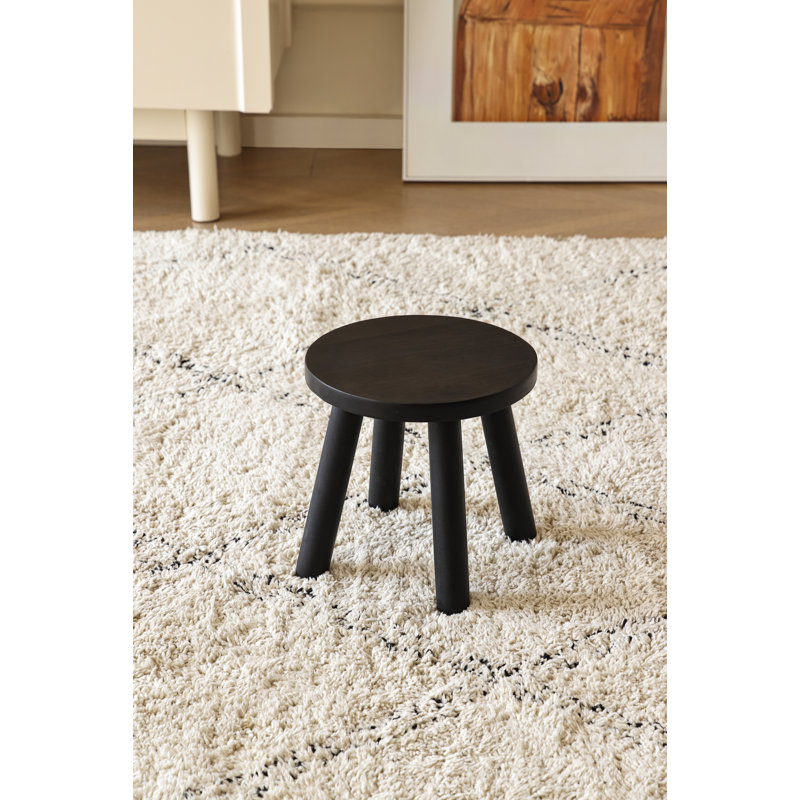Solid Wood Accent Stool, Black