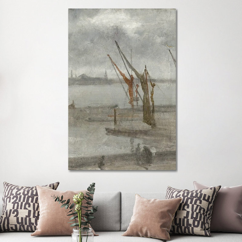 Grey And Silver Chelsea Wharf by James Abbott McNeill Whistler - 1 Piece Wall Art on Canvas, Does Not Apply
