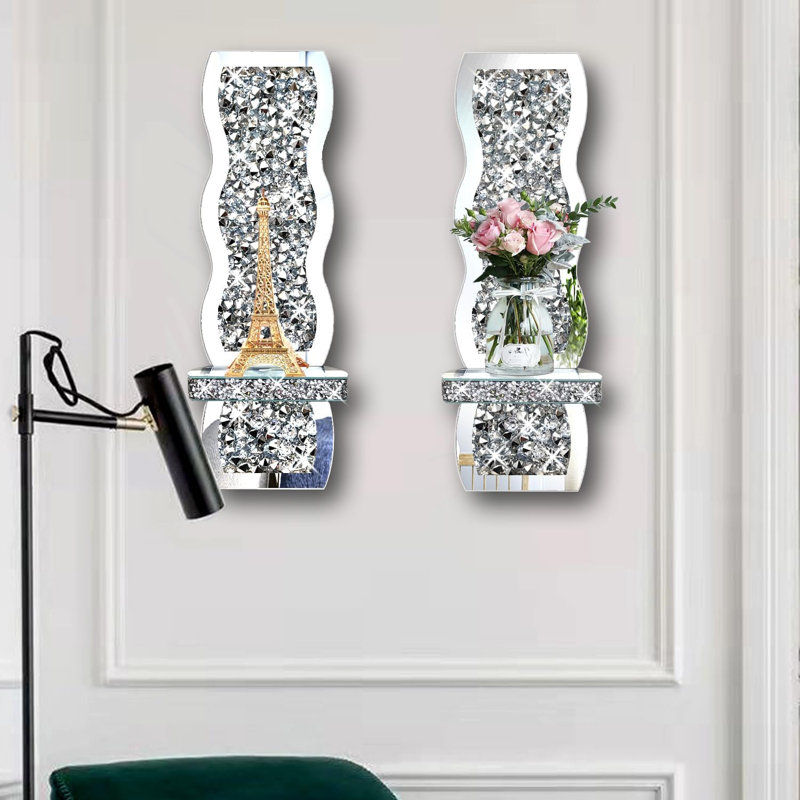 Set of 2 Crystal Crush Diamond Candle Sconces