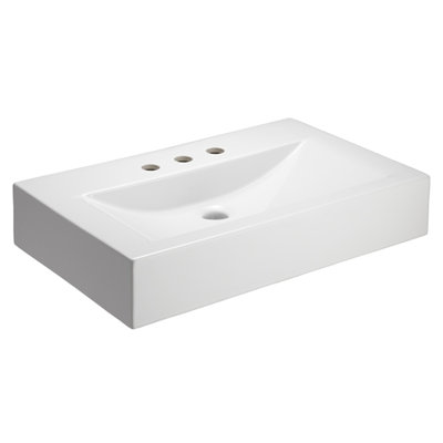 Barclay Sonja 16.38'' White Fireclay Rectangular Bathroom Sink with Overflow