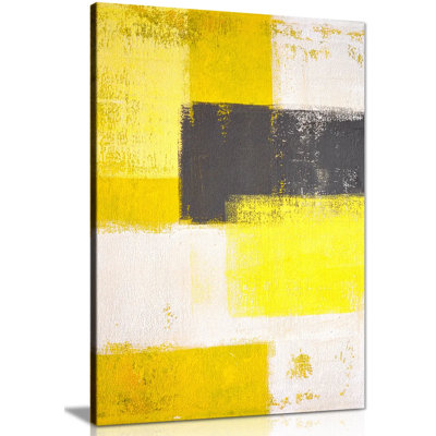 Grey And Yellow Abstract - Wrapped Canvas Painting