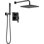 Delta Modern 14 Series Square Rain Shower System Faucet Set, Rainfall Matte Black Shower Head and Handle Set, Valve Trim Kit, 10 Inch, Matte Black (Valve Not Included