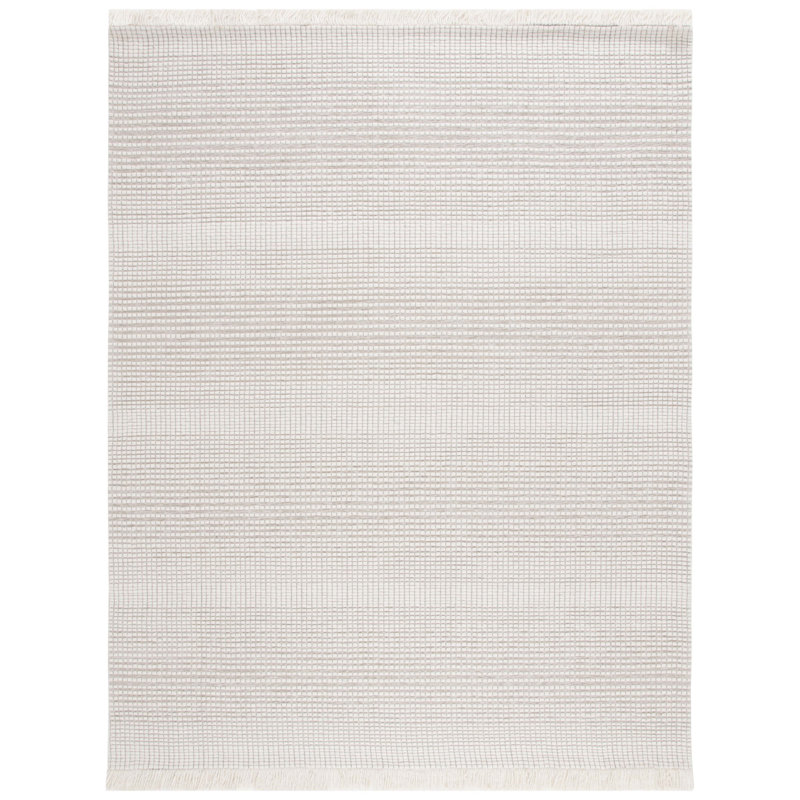 Tapis beige noué à la main, Rectangle 8 pi x 10 pi