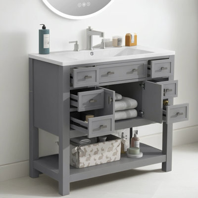 Onolee 36'' Free Standing Single Bathroom Vanity with Resin Top -  Winston Porter, CB9F0818BD064FE5BB265D79E2397497