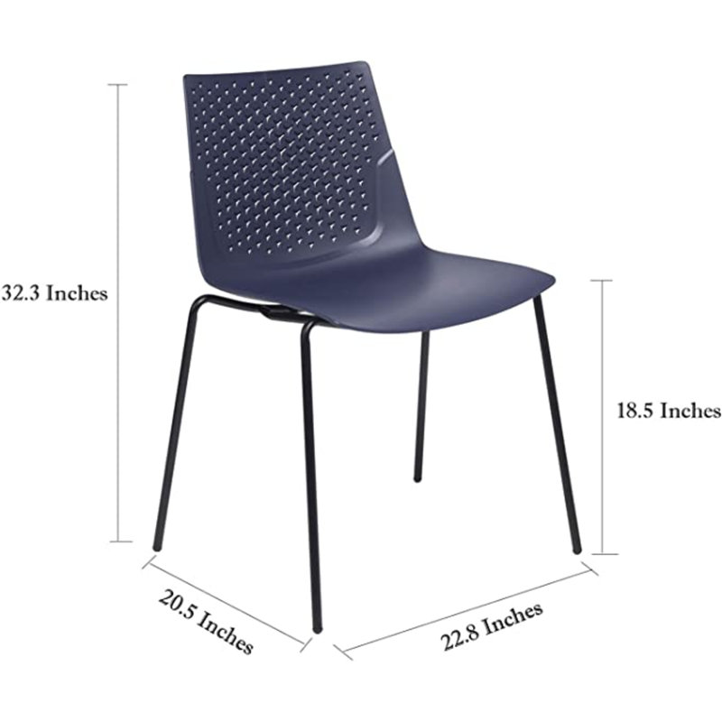 Chaise empilable sans accoudoirs, Bleu marine