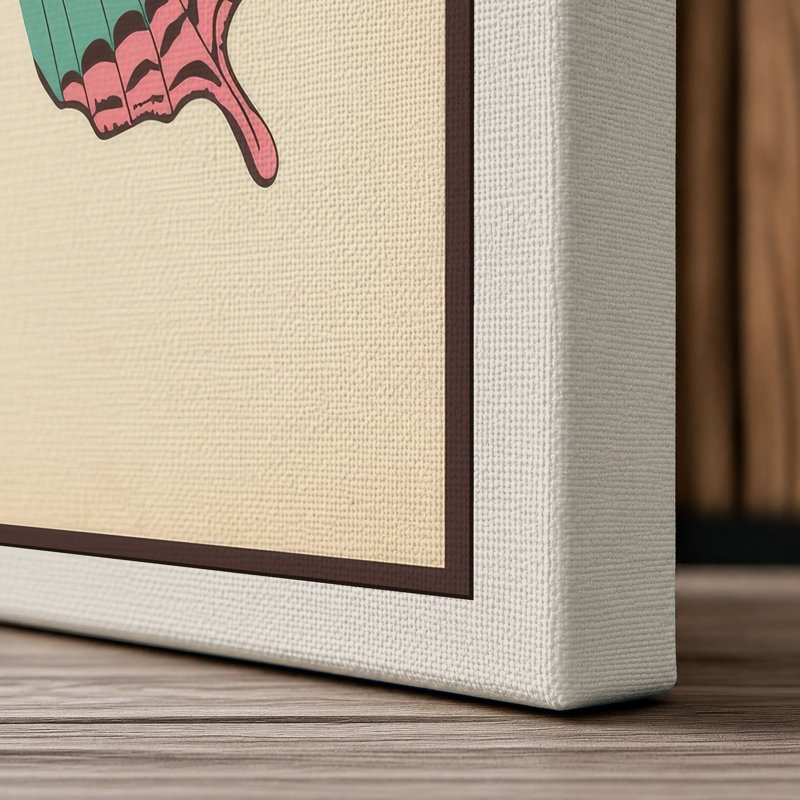 Symmetrical Butterfly Study Botanical - Wrapped Canvas, 30x20 - 76.2 x 50.8 cm, Cream Border