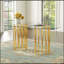 Table de salle à manger ovale en verre trempé de 71 pouces avec base à deux colonnes dorées pour espaces de lumière modernes et luxueux-1769841968