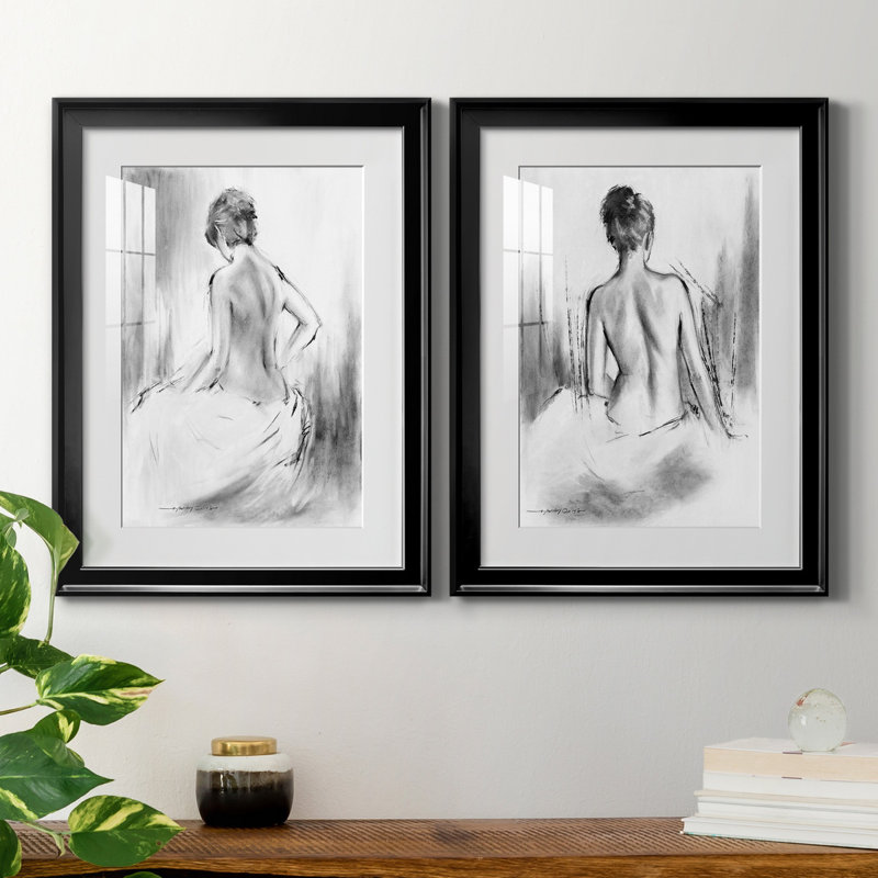 «Soft Silhouette V», ensemble de 2 reproductions sur toile, Toile encadrée, H 18,5 po x l 49 po, Noir