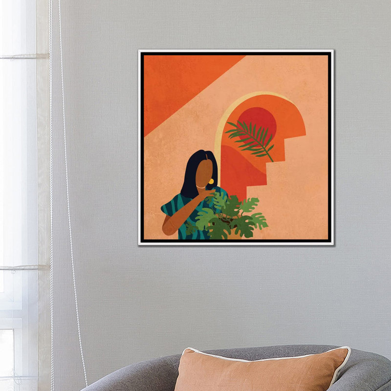 Stay Home No. 8 - impression d'art graphique, H 26 po x l 26 po x P 1,5 po, Toile blanche encadrée, Aucun mat