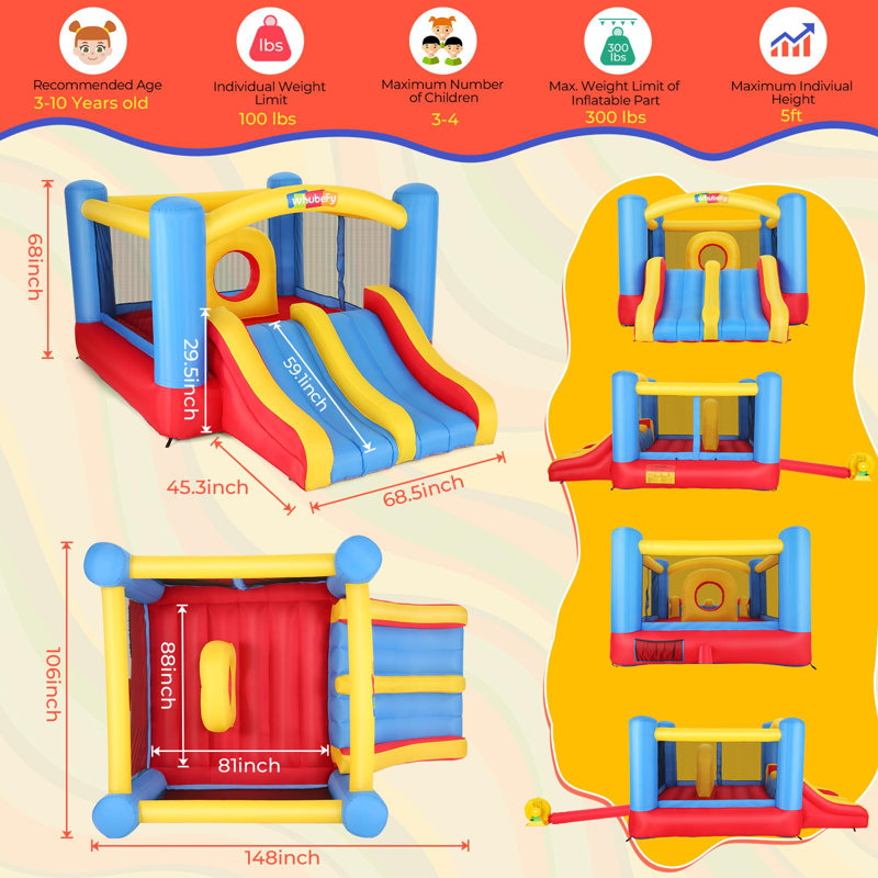Jeu gonflable avec glissade et soufflerie d'air 8,99 pi x P 12,3 pi