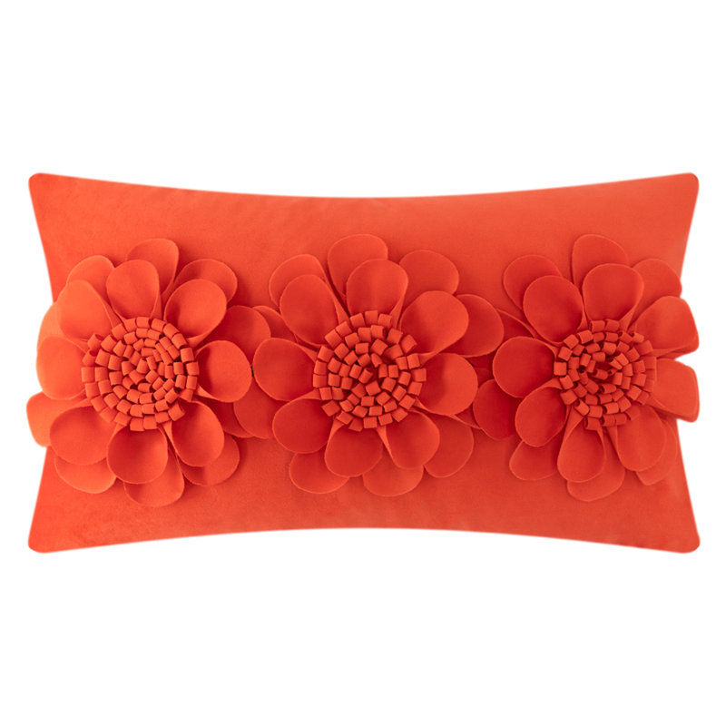  Sunflower Lumbar Rectangular Indoor/Outdoor Pillow Cover, Orange