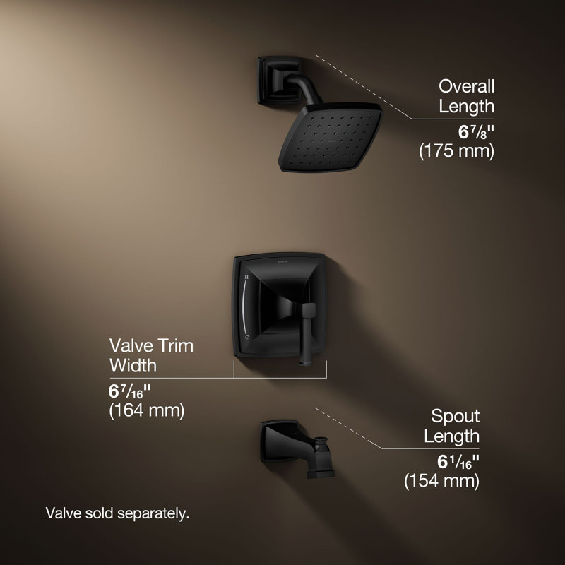 Riff Bath and Shower Faucet Trim, Matte Black