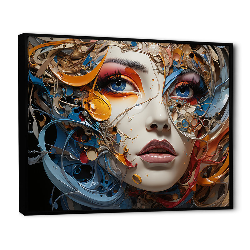 «Surréalisme fragmented portrait II» sur toile, H 12 po x l 20 po x P 1 po, Cadre flottant noir