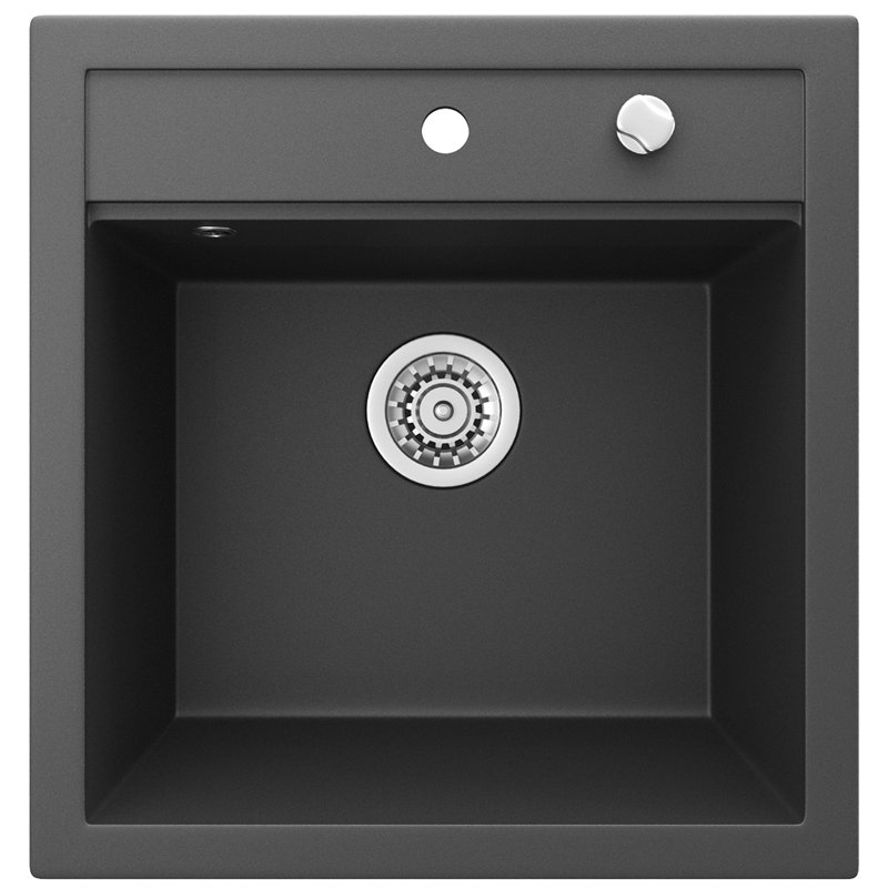 Dakota Fields Carneal 510mm W Single Bowl Granite Kitchen Sink, Black
