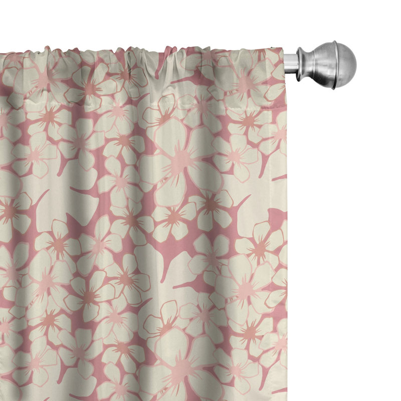 Paire de rideaux occultant avec passe-tringle cerise en fleur, 28 po x 84 po