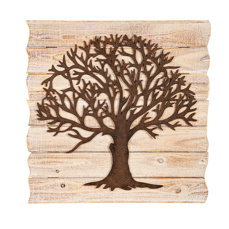 Décoration murale arbre sur la planche de bois