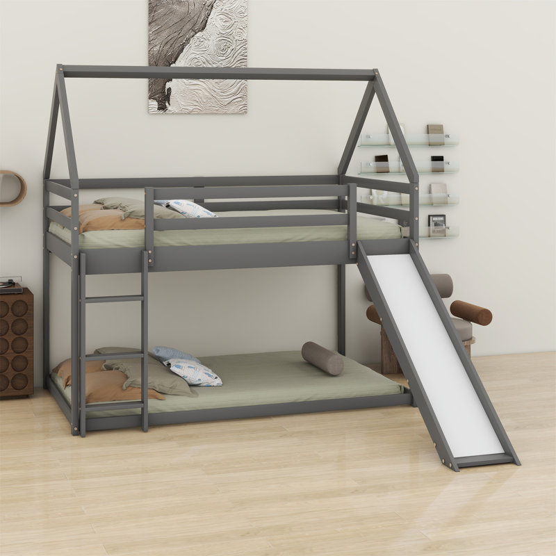 Aabidammar Kids Twin Bunk Bed, Gray
