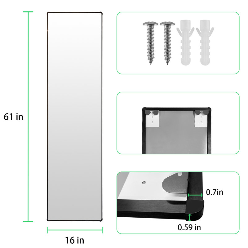 Miroir de plancher rectangulaire en métal incassable