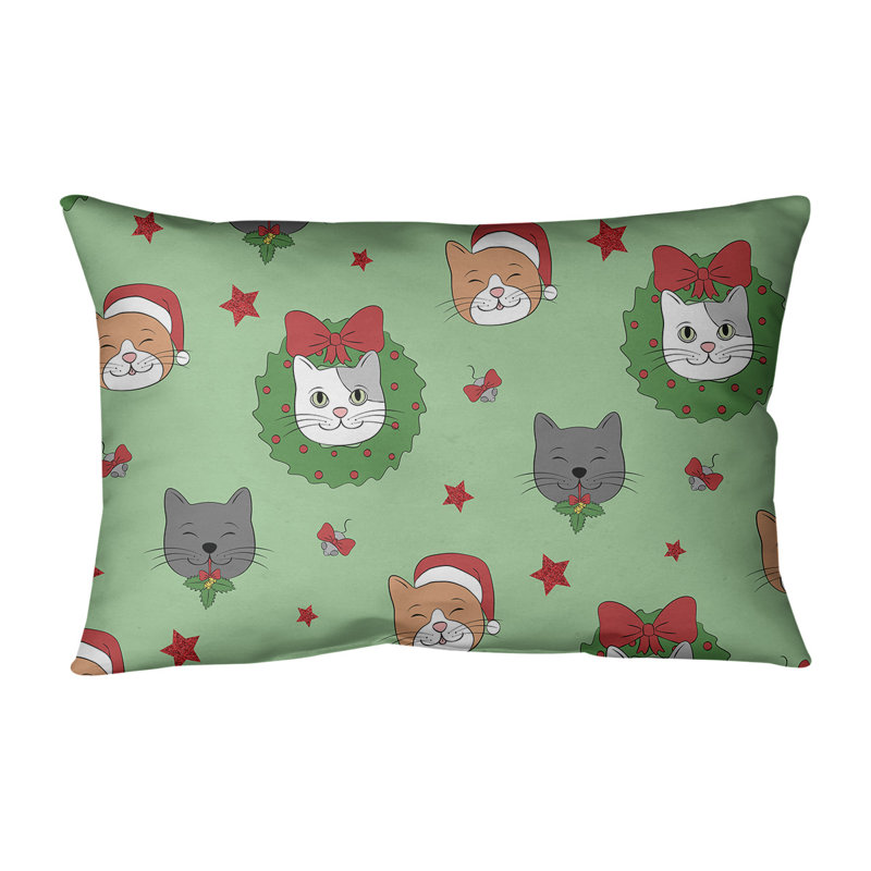 Microsuede Reversible Throw Pillow, Green/Red Glitter