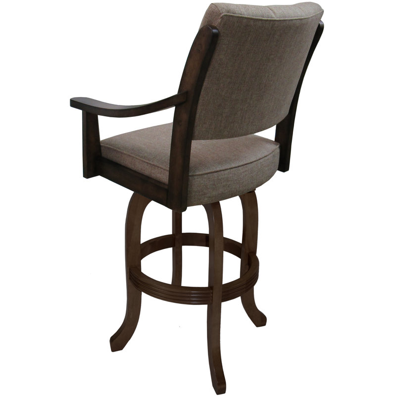 Radmilla Swivel Wood Bar Stool, Bar Stool (26" Seat Height), Basin Beige Seat/New Brown Frame