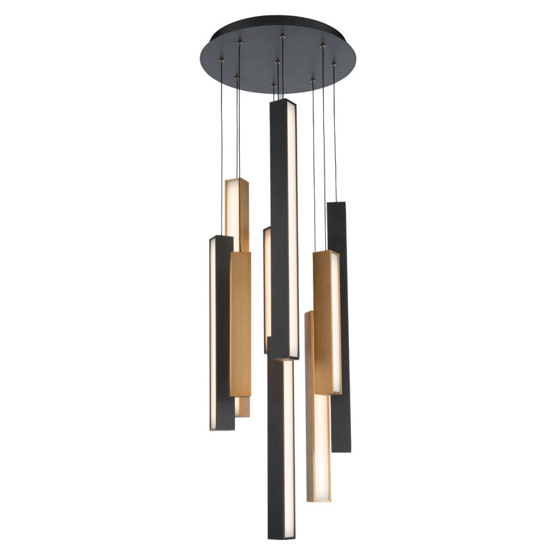 Chaos Multi LED Light Cluster Round Pendant, Aged Bronze/Black, 9