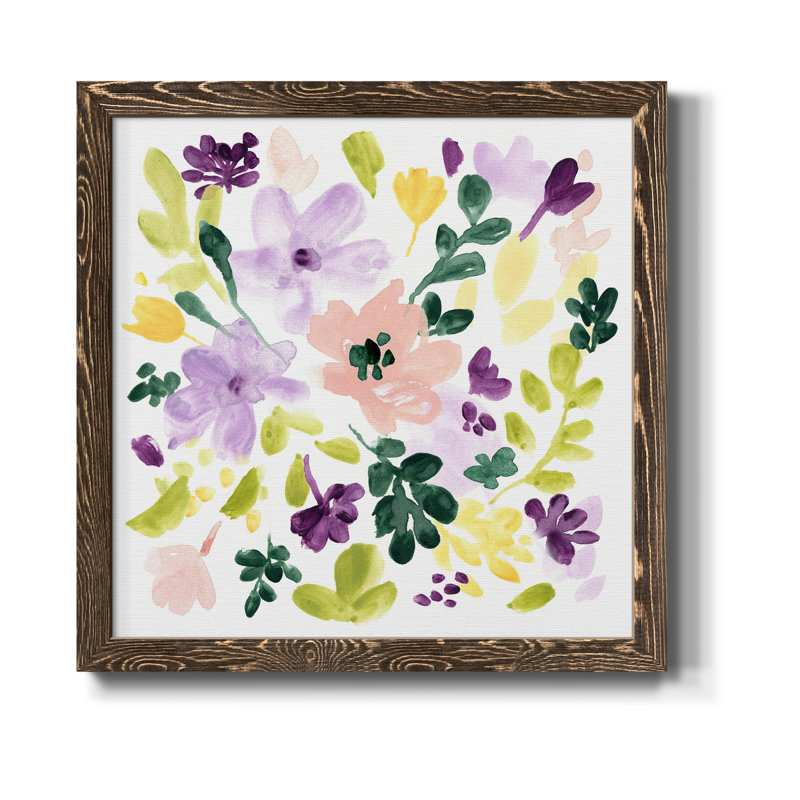 Lavender Meadow II - art mural encadré sur toile, Encadré de bois de noyer, H 20 po x l 20 po x P 1,5 po