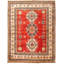 Tapis unique en laine noué à la main gazni brun et rouge années 2010 de 5 pi x 6 pi 5 po Qaiden