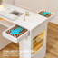Table de manucure professionnelle avec éclairage DEL, système anti-poussière intégré, vitrine éclairée par DEL, éclairage sous le bureau, plateau coulissant double face, repose-poignets, résistant à l'acétone