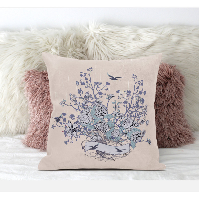 Coussin Elegant, Rose / gris / bleu sarcelle, H 18 po x l 18 po