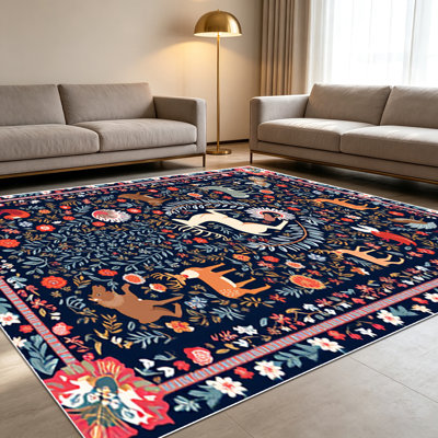 1PC Folk - Art Style Area Rugs for Living Room, Soft and Comfortable, Suitable for all seasons, easy - to - maintain, machine washable Indoor floor mat, Under Table Farmhouse suitable for Bedroom, Dining Room, Study, Hallway, Balcony, Home Decor