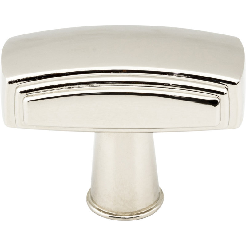 Delgado Rectangular Knob, Polished Nickel