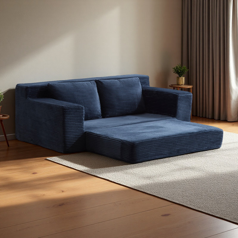 Loveseat Sofa, Comfortable Deep Seat Sofa Bed, Modern Small Corduroy Couch For Living Room Bedroom,Reversible Cushion With Pillows