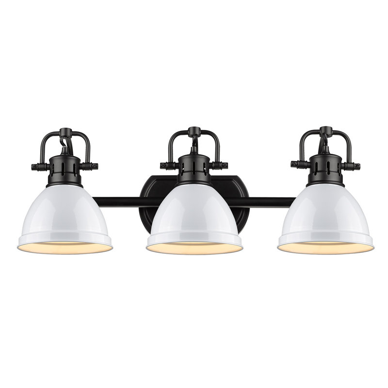 Matte Black and White Metal 3-Light Vanity Light