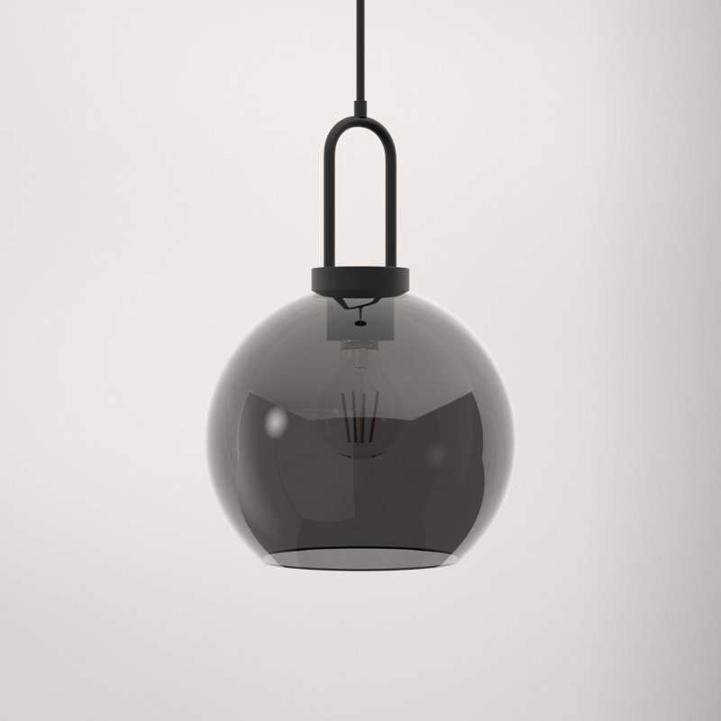 Matte Black and Smoke Glass Globe Pendant Light
