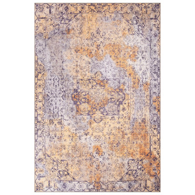 Premium Machine Washable Carpet, 4.6 x 6.2 Feet, 100% Polyester, 1850 g/m² | Pile Height: 0.2 Inches | Eco-Friendly Recycled Poly Cotton Underside | Perfect for Living Room, Bedroom, and High-Traffic Areas
