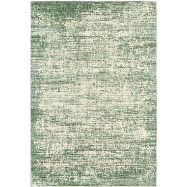 Distressed Abstract Non Slip Washable Area Rug(5'X7', Green)