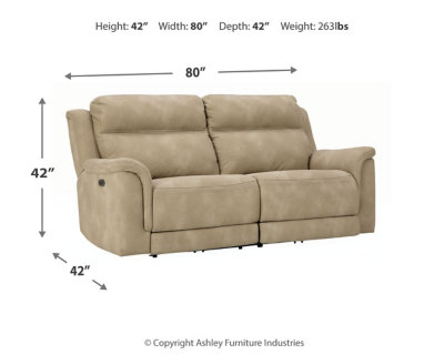 Sand Faux Leather Power Reclining Sectional Sofa