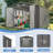 10x12ft Outdoor Metal Storage Shed with Double Door Two Window -Garden Shed (Floor Not Included)