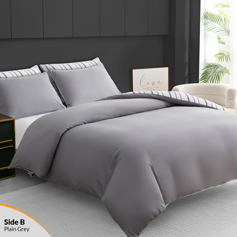 Premium Reversible Duvet Cover Set with Zipper Closure and Corner Ties, Full Duvet Cover + 2 Additional Pieces