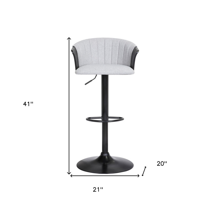 Jerahmy Modern Adjustable Swivel Metal Bar Stool, Light Gray/Black