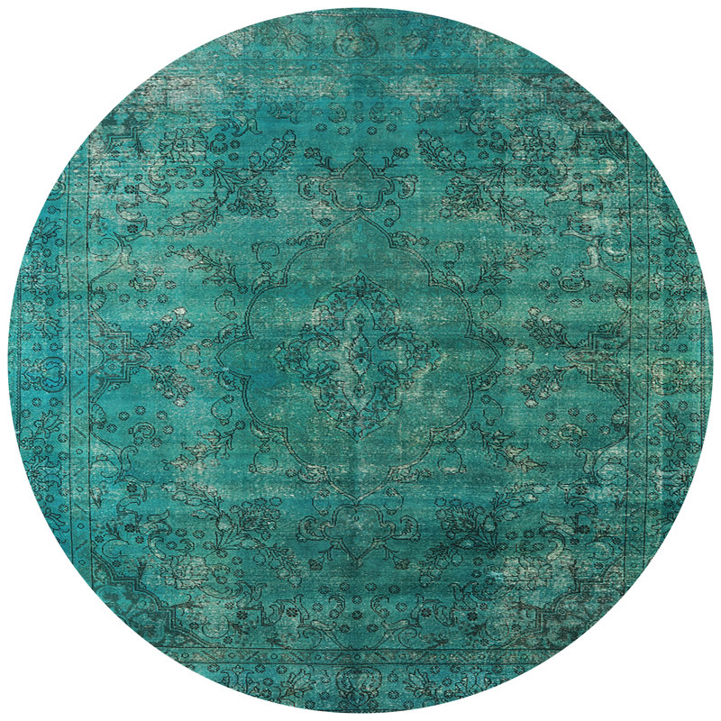 Tapis vert de style oriental, Rond 6 pi